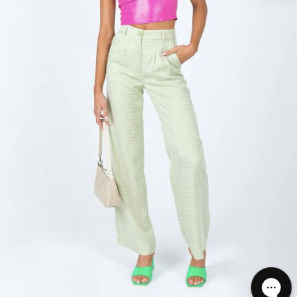 Princess Polly Archer Pants in green plaid - Picture 1 of 3